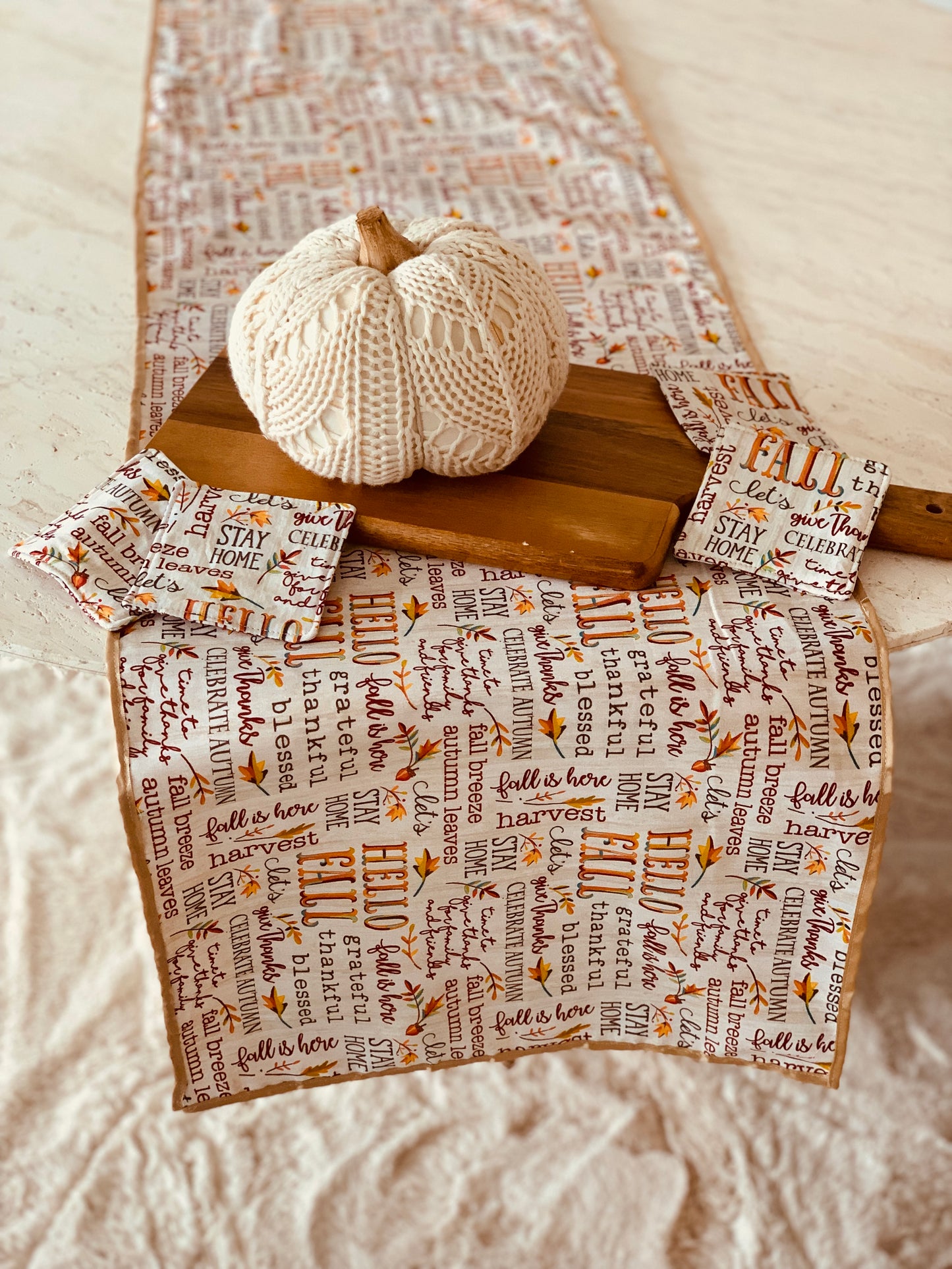 “Hello Fall” Quilted Coasters