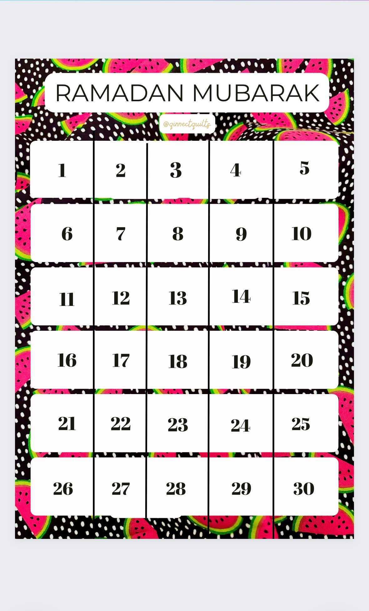 Digital Watermelon Ramadan Calendar